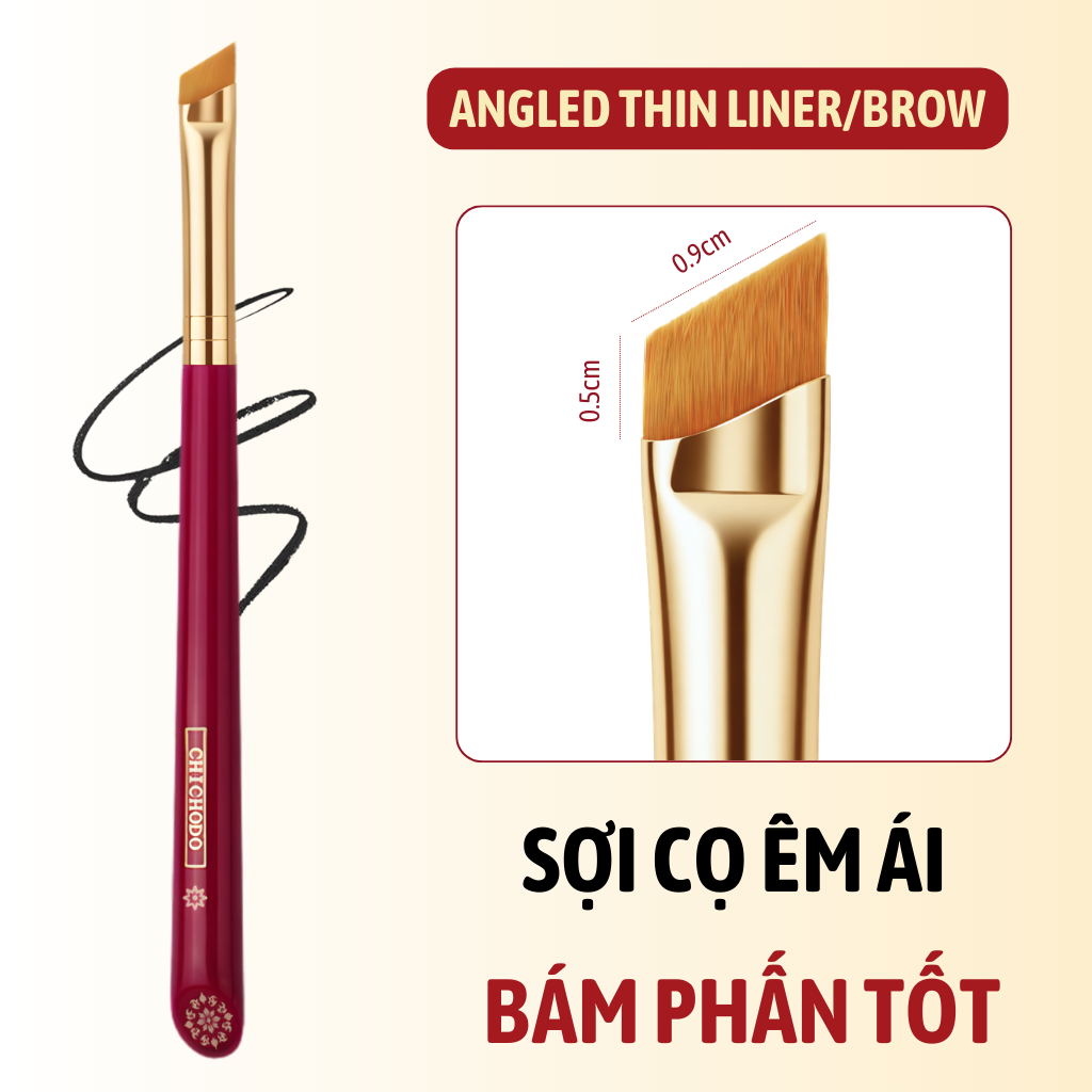 Cọ Kẻ Mắt/Cọ Viền Mắt Phẩy Sợi/Tém Mày Chuẩn Xác CHICHODO Angled Thin Liner/Brow C130